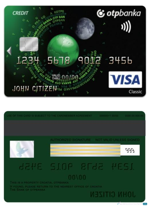 Download Croatia OTP banka visa classic credit card Photoshop template